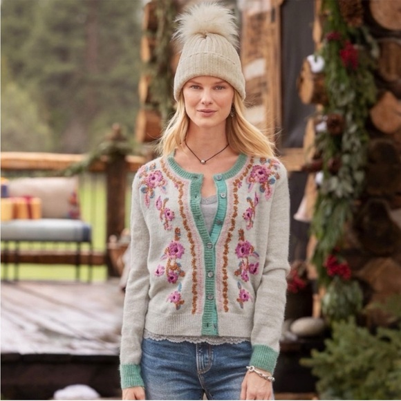 Sundance Sweaters - Sundance Wool Embroidered Floral Avie Cardigan Women’s Small